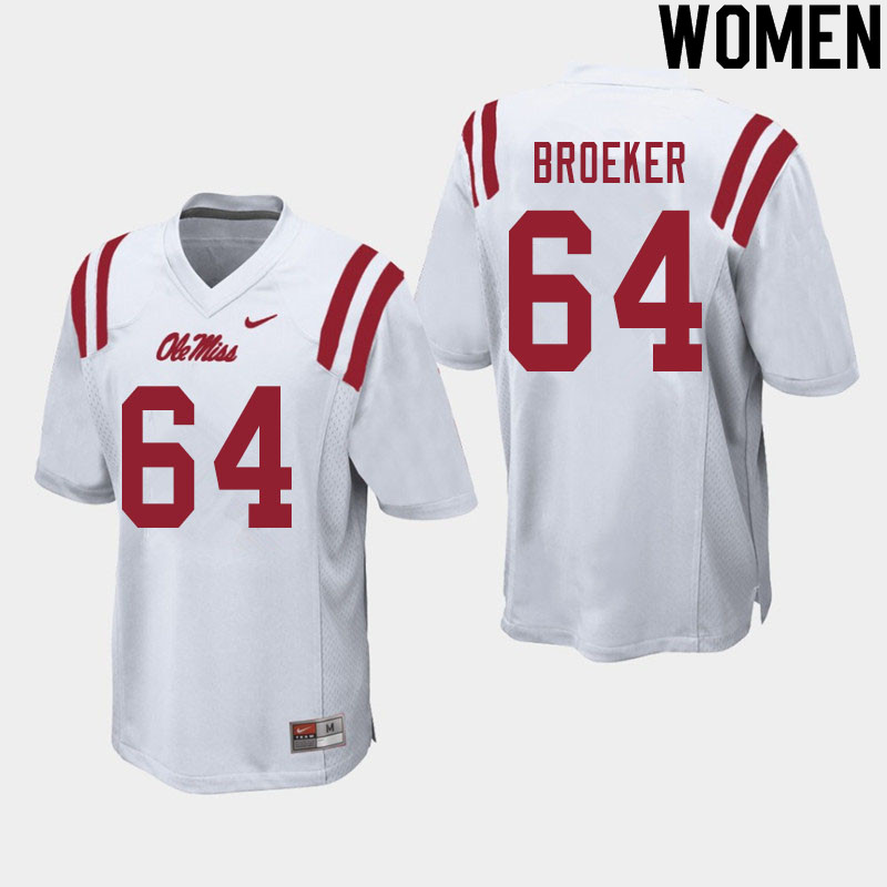 Women #64 Nick Broeker Ole Miss Rebels College Football Jerseys Sale-White